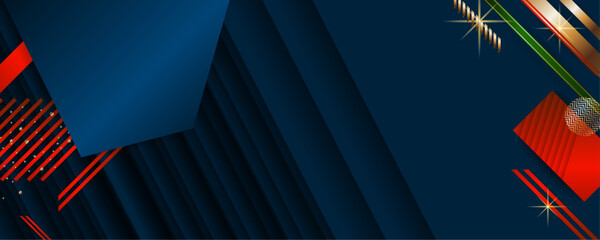 Abstract gold background luxury dark deep noble blue and golden line template premium vector
