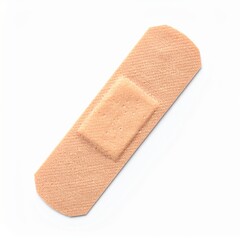 Beige adhesive bandage on white background for first aid