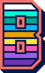 Colorful Geometric Letter B, Modern Striped Alphabet Design