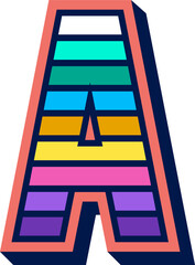 Colorful Geometric Letter A, Modern Striped Alphabet Design