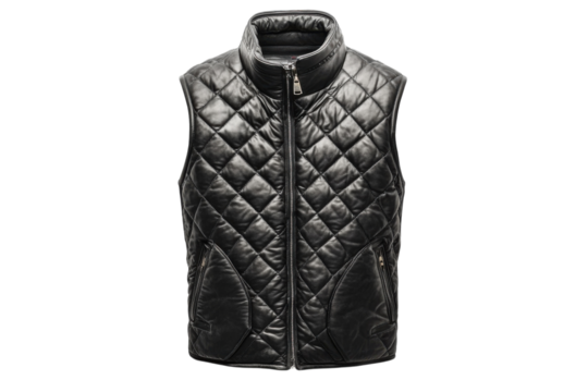 Stylish quilted black vest zip up diamond pattern warm winter outerwear classic menswear clean