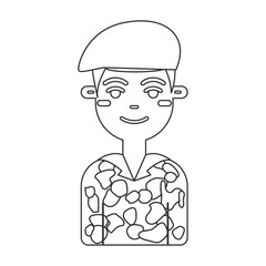 Cartoon male soldier. Vector