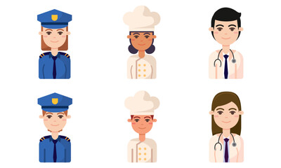 Cartoon professions set. Vector
