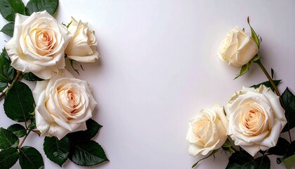 white roses on white background