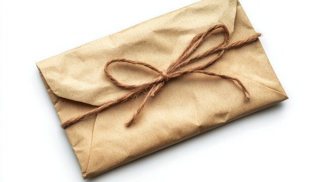 Rustic Brown Paper Envelope with Tied String