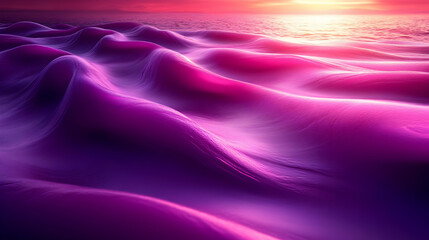 Abstract Purple and Pink Waves at Sunset