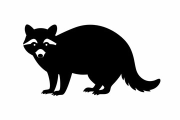 Obraz premium Silhouette of a crouching raccoon