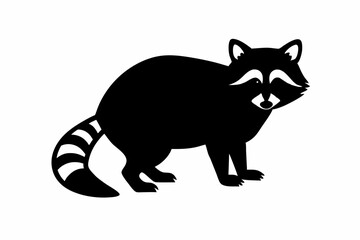 Silhouette of a crouching raccoon