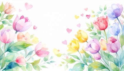 watercolor spring flowers background