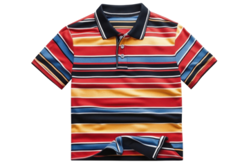 Stylish multicolor striped polo shirt vibrant summer fashion red gold blue black stripes short