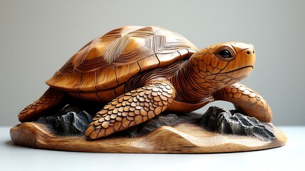 Turtle wooden miniature art carving high resolution image