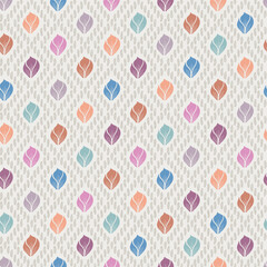 Pastel Colors of Block Print Tulips in a Diamond Textured Shape on an Eggshell Background creating a seamless pattern print