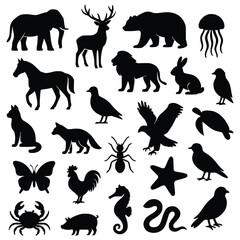 set of animals silhouettes