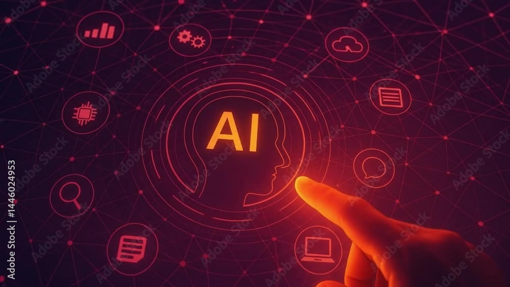 Wall mural generative ai and intelligent agents – businessman interacting with ai icon representing automation,