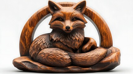 Wood fox sculpture artistic shot high resolution image