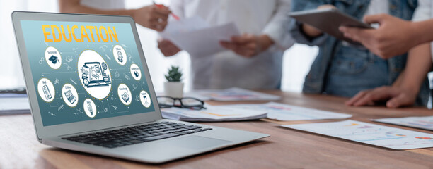 E-learning website with sofware for student to study online on the internet network brisk