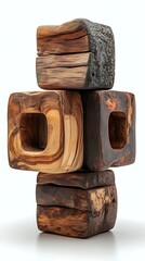 Wooden cube puzzle with rustic finish high resolution image
