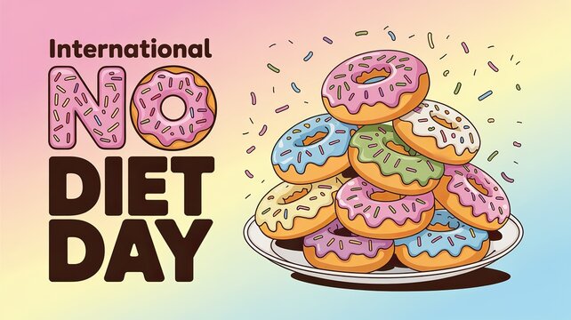 International No Diet Day, Donuts stacked high, diets goodbye—embrace flavor with no apology today! - Powered by Adobe