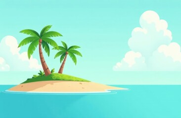 Obraz premium Sign board on beach with sand castle and seagull in cute 3d cartoon illustration