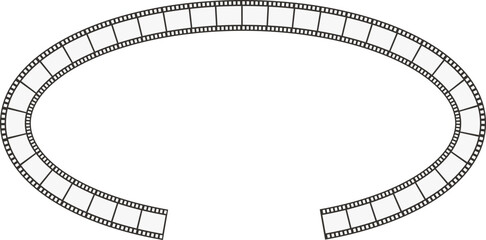 Fototapeta premium Elliptical path of movie film tape with an opening on its edge.