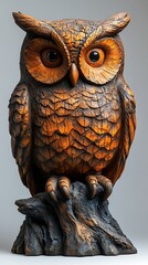 Wooden owl artwork for wall decor high resolution image