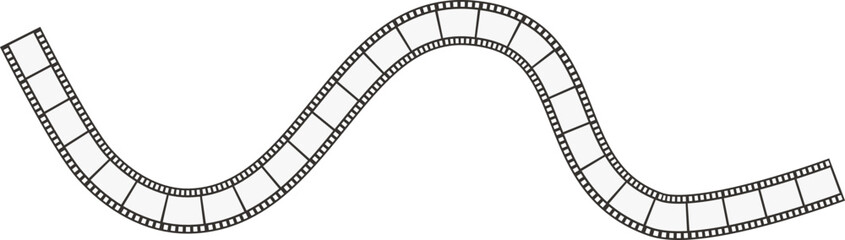 A curved line path resembling a classic film strip with negative film squares.