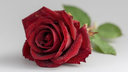 Stunning Red Rose with Dew Drops