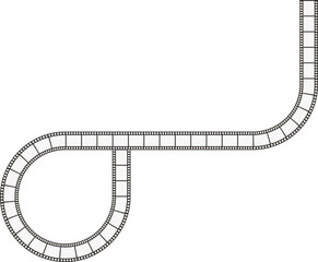 Film strip with one loop and an opposite smooth, rounded corner.