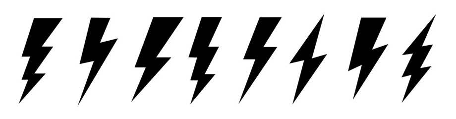 Set lightning bolt. Thunderbolt flat style - stock vector.