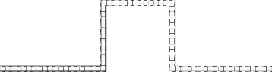 Film strip emerging from a straight line with film perforations.