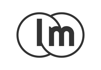 LM business company emblem with outline rounds and letters l m. Logo template of two merged circles for brand identity, logotype. Vector Infinity symbol