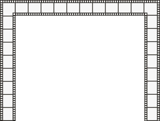 Square film strip with one open side and film perforations.