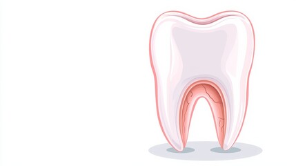 Illustrative Line Art Close-Up of a Stylized Tooth Design on a Minimal Background