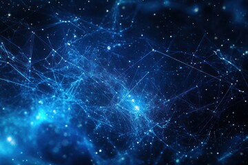 Obraz premium Abstract cosmic network, glowing nodes, dark space, digital art, tech background