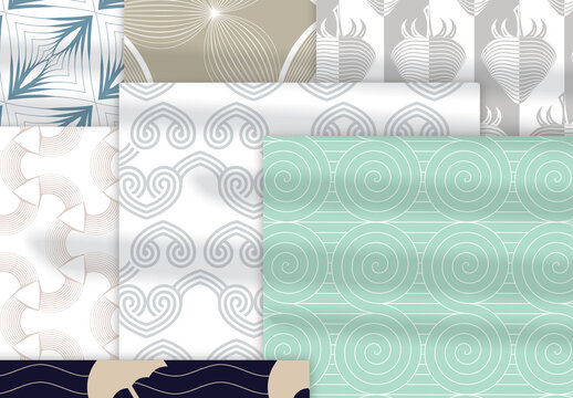 Pastel Colored Simple Geometric Seamless Pattern Collection