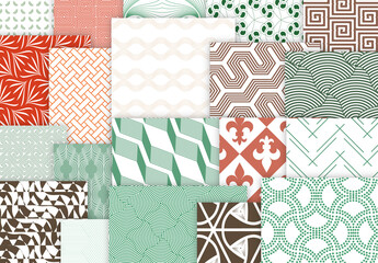 Seamles Simple Geometric Patters Bright Colored