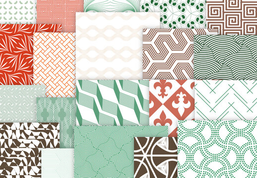 Seamles Simple Geometric Patters Bright Colored