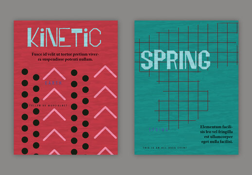 US Letter Flyer Simple Geometric Shapes Retro Colored Textured