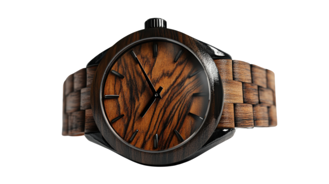 Elegant wooden watch with unique design.
