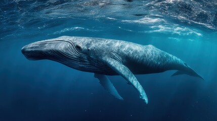 Fototapeta premium Blue Whale Majesty: Underwater Giant