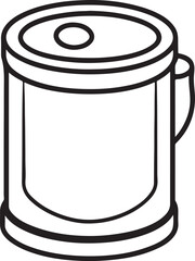 paint can line art, black outline, vector and illustration, coloring book page line art drawing
