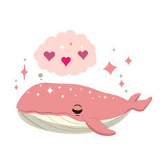 Fototapeta premium Dreaming Pink Whale