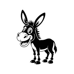 Animated Donkey in Vector: A friendly animated donkey stands proudly, its cheerful expression radiating humor, perfect for illustrating playful concepts.