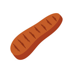 Long grilled sausage. Vector