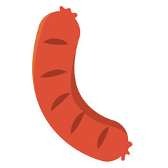 Grilled sausage piece. Vector