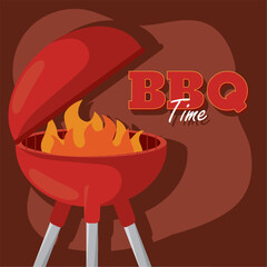 Grill with flame design. Vector