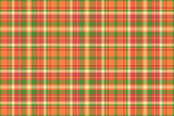 Vibrant autumnal plaid pattern in warm oranges, greens, and creams.  Perfect for fallthemed designs, textiles, website backgrounds, or packaging.