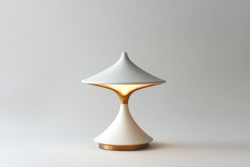 Elegant Modern Table Lamp Soft White Shade Gold Accents Minimalist Design Warm Light