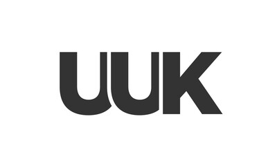 UUK logo design template with strong and modern bold text. Initial based vector logotype featuring simple and minimal typography. Trendy company identity.