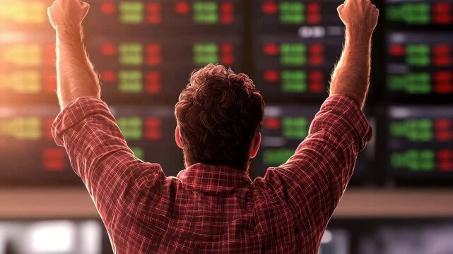 Bullish economic stock, trader celebrates substantial profits from bullish stock positions, attributing gains to favorable economic conditions and strategic investment decisions.